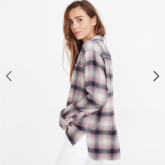 NWT Madewell Flannel Oversized Ex-Boyfriend Shirt in Lenore Plaid Sz Small - Picture 2 of 8